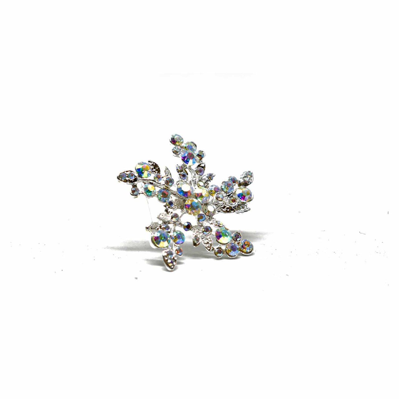 Aurora Borealis Rhinestone Flower Brooch Pin For Outfits Gifts Crafts 2 Inch